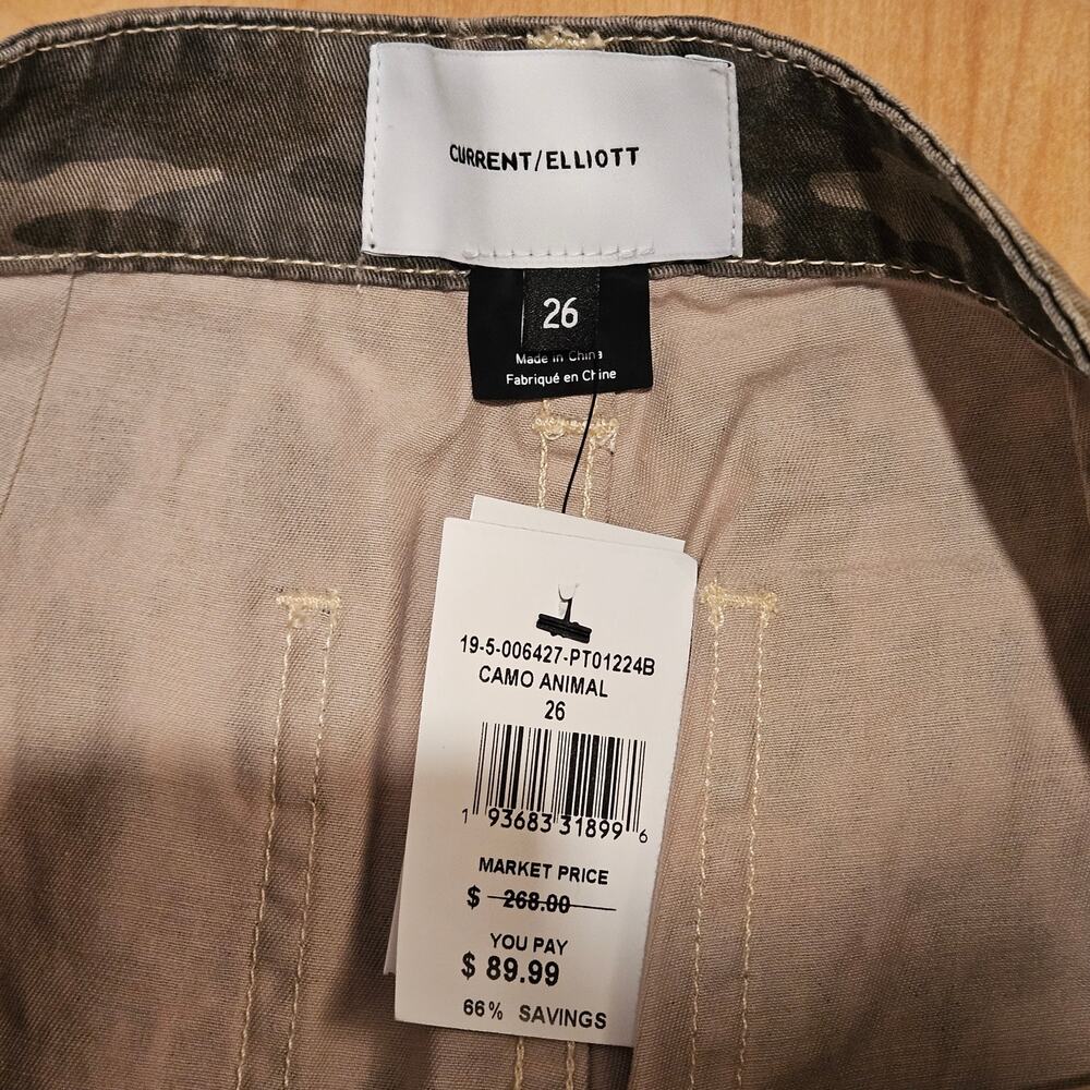 Current/Elliott Clean Weslan Pants Womens 26‎ Leopard Camo Print Cargo Utility - Picture 14 of 14